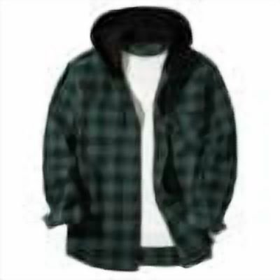 OHMZYZO Mens Flannel Hoodie Shirt Casual Button Down Plaid Jacket Shirts Stylish Long Sleeve Shirts with Pocket