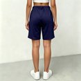 thumbnail image 4 of Bermuda Shorts for Women Hiking Casual Elastic Waist Wide Leg Suit Tailored Shorts Summer Dressy Work Shorts with Pockets Dark Blue 2XL, 4 of 5