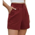 thumbnail image 3 of Asklazy Womens Summer High Waist Linen Shorts Roll Up Pleated Zippered Wrap Hem Wide Leg Shorts with Pockets,US Size,L,Brown, 3 of 10