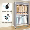 thumbnail image 2 of White Rack With Grey Cover Metal Garment Hanging Clothes Storage Rack, 2 of 7