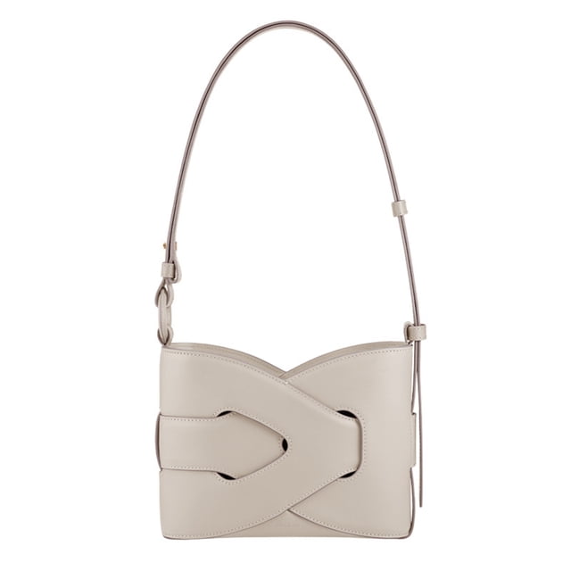 Bolso de mano para mujer de piel auténtica de alta gama con diseño geométrico, bolso de axila, piel de vacuno lisa de color blanco tiza, viene con caja de regalo y tarjeta.