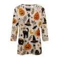 thumbnail image 4 of Trgacdwlo S-5XL Halloween T Shirts for Women Cute Ghost Witch 3/4 Length Sleeve Womens Tops Outdoor Fall Plus Size Graphic Tees for Women Beige M, 4 of 6