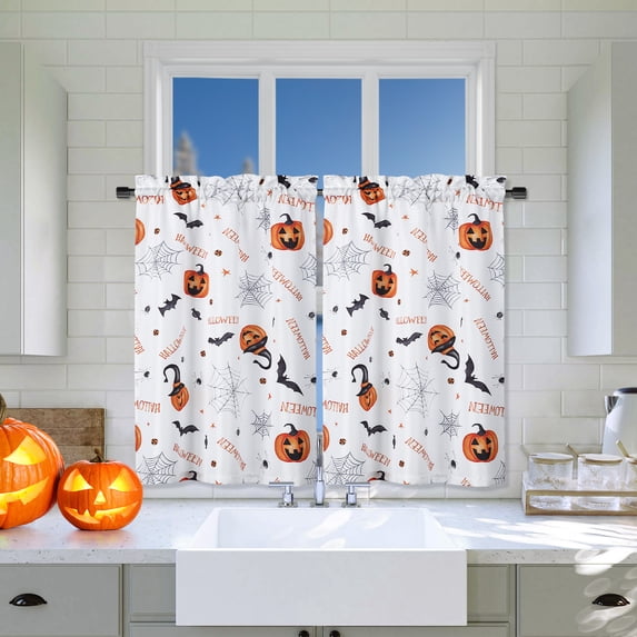 Shininglove Kitchen Curtains, Halloween Tier Curtains for Bathroom Cafe Curtains, 27" W x 30" L, Set of 2
