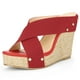 thumbnail image 1 of Sandalias De Cuña De Plataforma Abierta De Lino De Dedo Abierto Para Mujer Rojo-1 36, 1 of 7
