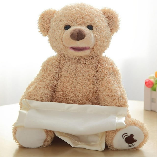 Peek-a-Boo - Oso de peluche tímido (11,8 pulgadas), funciona con pilas, interactivo e inteligente, ideal para niños que habla y canta. Ideal como regalo o compañero de peluche.