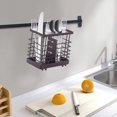 thumbnail image 5 of AYktou Kitchen Utensil Holders, 2 Compartments Iron Tableware Storage Rack Wall Mounted Chopsticks Holders Spoon Bucket, Kitchen Counter Chopstick Organizer Draining Cage for Party Camping, 5 of 6