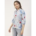 thumbnail image 3 of Moomaya Printed Womens Cotton Top, Mandarin Casual Long Sleeves Summer Wear Formal Top, 3 of 8