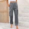 thumbnail image 2 of Timegard Lounge Pants for Women Elastic High Waist Solid Color Fall Winter Comfy Pants with Pockets, 2 of 7