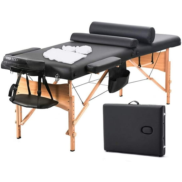 Massage Table Massage Bed Spa Bed 73 Inch Heigh Adjustable 2 Fold Portable Massage Table W/Sheet Cradle Cover 2 Bolster Hanger Facial Salon Tattoo Bed