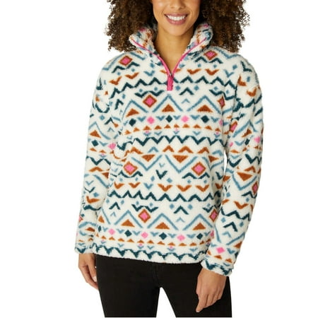 Eddie Bauer Women's Fleece 1/4 Zip Long Sleeve Pullover Size: XL, Color: Vanilla Aztec