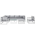 thumbnail image 2 of Modway Fortuna 9 Piece Outdoor Patio Sectional Sofa Set in White Gray, 2 of 9