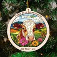 thumbnail image 3 of Brown Cow Stained Glass Suncatcher Ornament – Text Christmas 2025 Tree Decoration Gift for Family, Friends, Man & Woman, 3 of 6