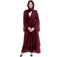 thumbnail image 6 of IBTOM CASTLE Women's Chiffon Muslim Cardigan Kaftan Middle East Arabian Abaya Dress Casual Islamic Cover up Long Dresses M Wine Red, 6 of 8
