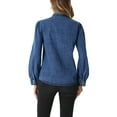 thumbnail image 3 of Chaquetas de mezclilla para mujer INSPIRE CHIC con cuello simulado y mangas abullonadas, 3 of 5