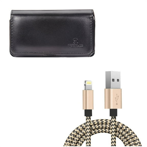 USB Cable w Case Belt Clip for iPhone XR/8 PLUS/7 Plus/6S Plus/6 Plus - 6ft Charger Cord Power Wire, Leather Swivel Holster Loops Cover Compatible With iPhone XR/8 PLUS/7 Plus/6S Plus/6 Plus