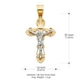 thumbnail image 3 of 14K Two Tone Gold Jesus Crucifix Cross Pendant with 1.9mm Figaro 3+1 Chain Chain Necklace - 22", 3 of 4