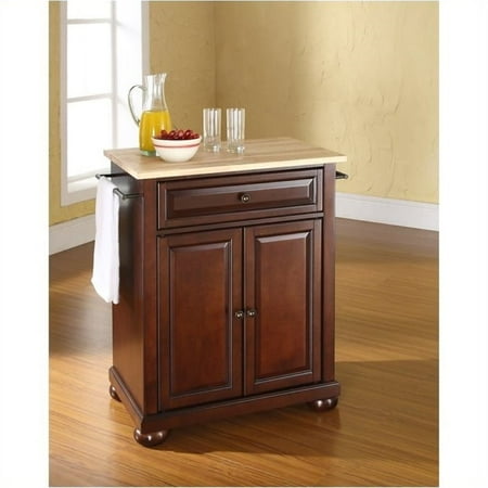 Dark Mahogany Island - Bowery Hill Natural Wood Top Kitchen Island in Mahogany