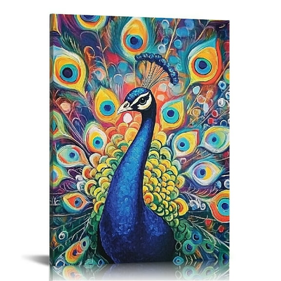 ZFLMY Peacock Feathers Art Modern Canvas Prints for Home Decor Living Room Bathroom Bedroom Office, Wall Art Decor Gift Ideas 12x16in