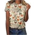 thumbnail image 2 of Odbmxy Womens T Shirts Short Sleeve Graphic Womens Tops Trendy Loose Butterfly Print Leisure Vacation Dressy Tops,S, 2 of 5