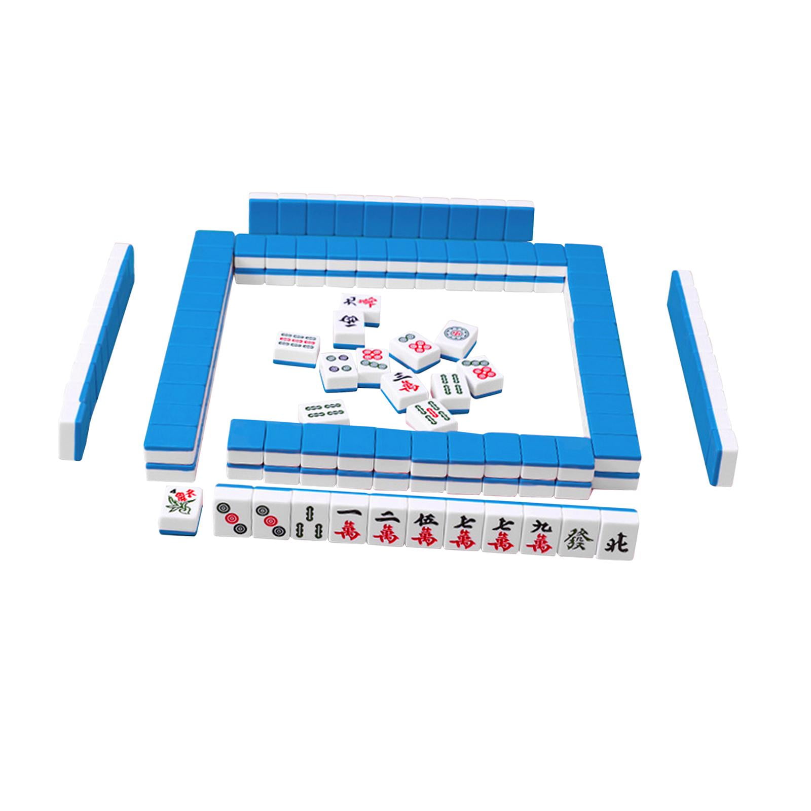 LeeQinersw 144x Chinese Version Game Set Leisure Time Chinese Style Game Mini Mahjong Tiles Blue