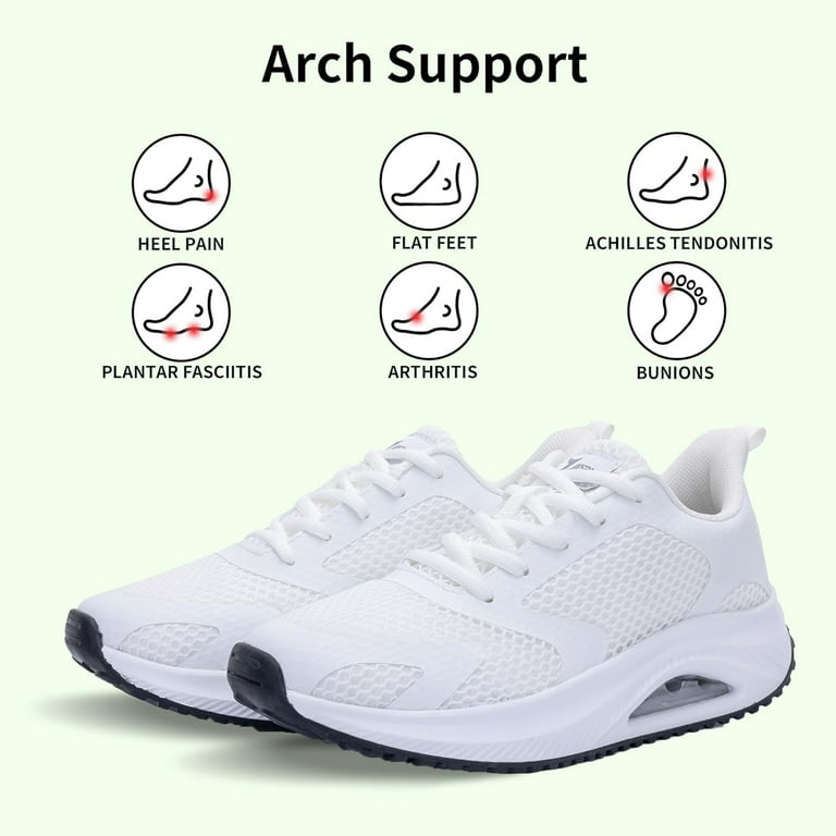 HI HATIDE Womens Walking Shoes With Arch Support, Plantar Fasciitis Comfortable Orthotic Tennis Sneakers Breathable Foot Heel Pain Relief Us Size 6 11