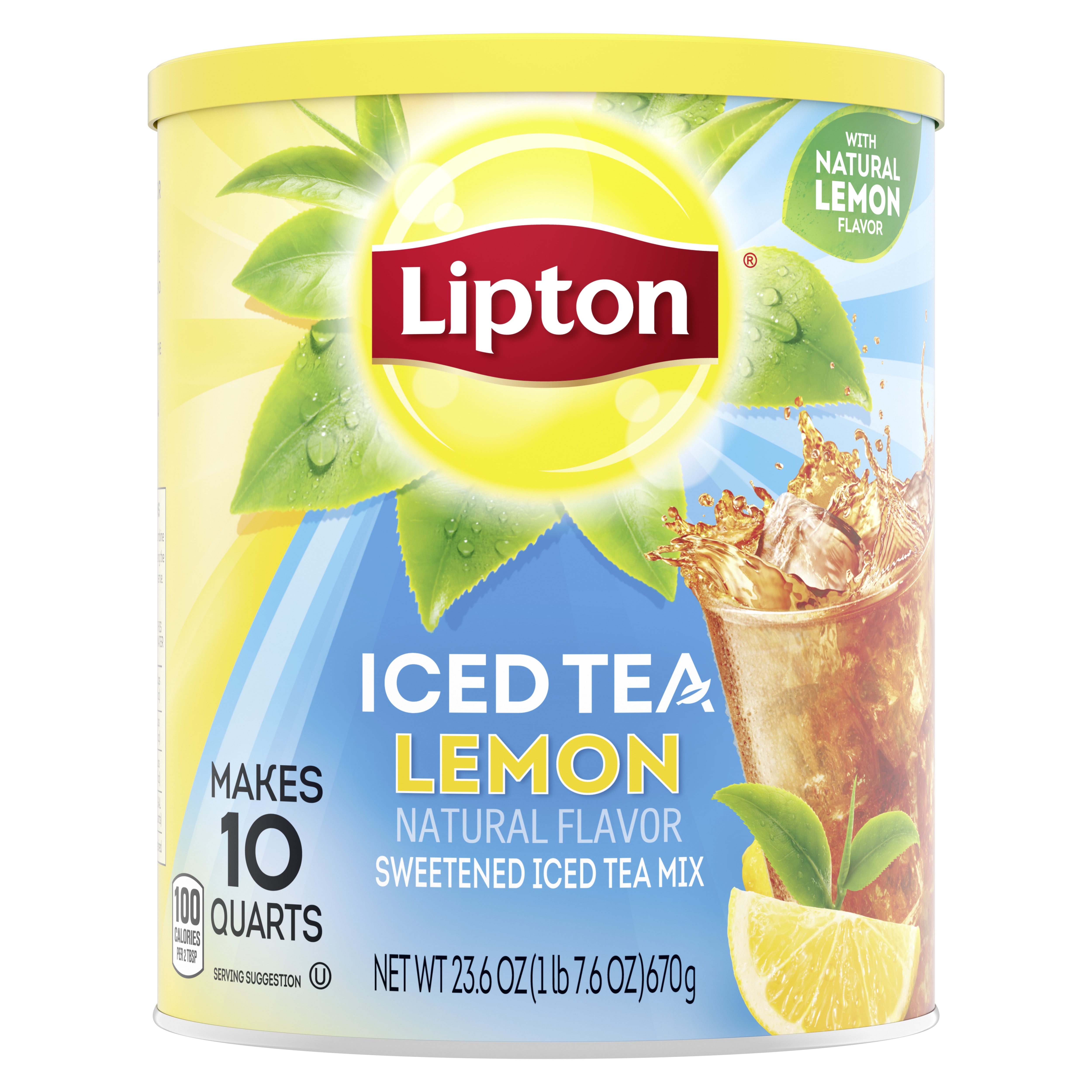 Lipton Iced Tea Mix Black Tea, Caffeinated Makes 10 Quarts, 27 oz Can
