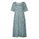 thumbnail image 5 of estampados Vestidos de verano Vestidos midi con cuello redondo plisados impresos Básicos Clásicos al aire libre Diario Manga corta Vestidos sueltos Azul claro / M, 5 of 5