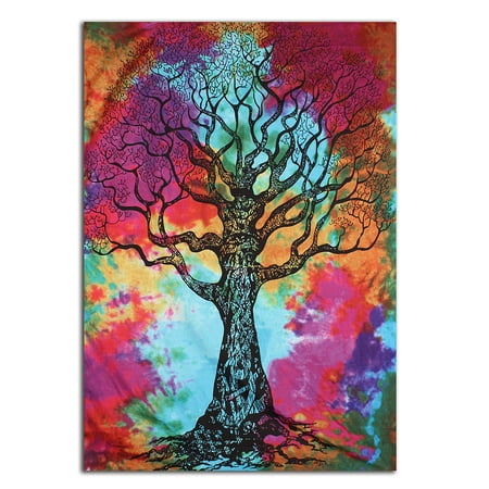 Life Tapestry Throw - Tree Of Life Hippie Mandala Bedspread Wall Hanging Bohemian Throw Tapestry Rug
