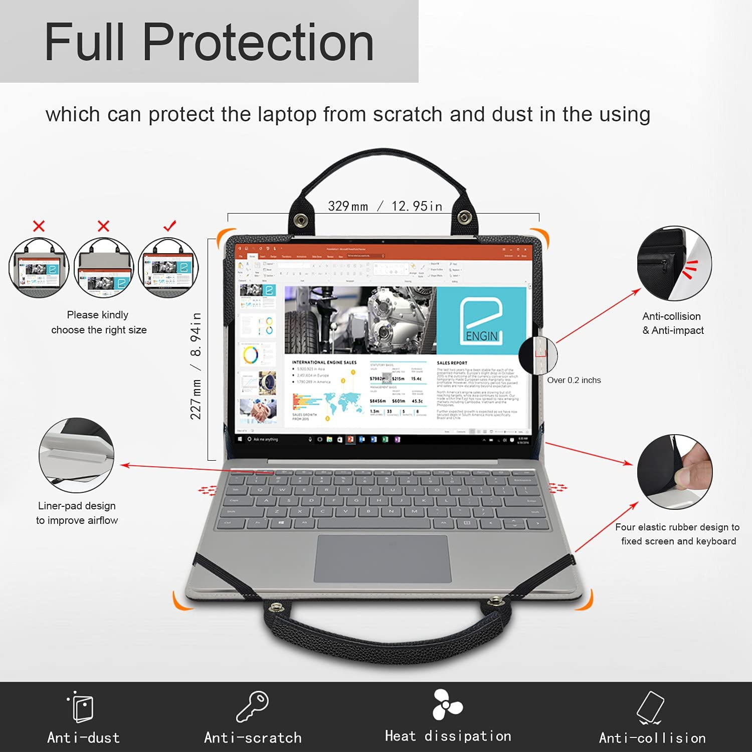 Dell Latitude 13 3310/Latitude 3310 Laptop for Education Laptop Sleeve, Leather Laptop Case for Dell Latitude 13 3310/Latitude 3310 Laptop for Education with Accessories Bag Handle (Black)