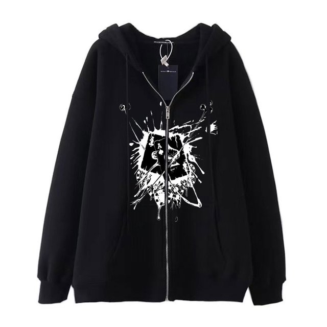 Dark hip-hop gótico Harajuku Y2k calavera marca impresa cremallera Sudadera con capucha hombres y mujeres Harajuku chaqueta sudadera