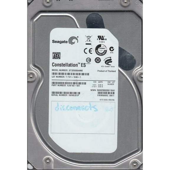 ST32000644NS, 9WM, KRATSG, PN 9JW168-501, FW SN11, Seagate 2TB SATA 3.5 Hard Drive