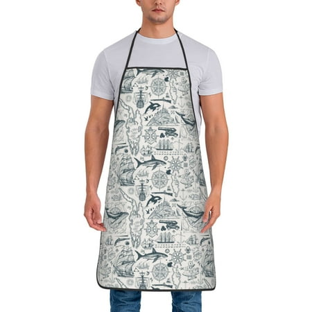 

Lukts Vintage Sailboats Print Unisex Tie-Up Aprons Bibs for Chef Kitchen Grill Beverage Shop