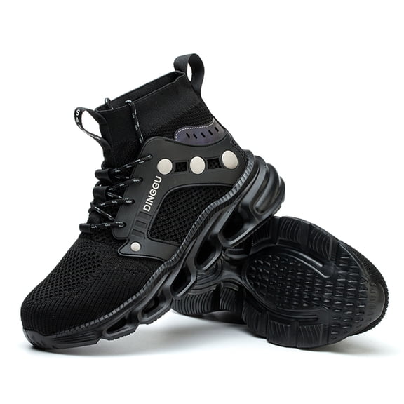 High-Top Safety Work Boot Breathable Flyknit Anti-Impact & Puncture-Resistant Safety Shoes for Men Women Steel Toe Cap Protective Work Boots