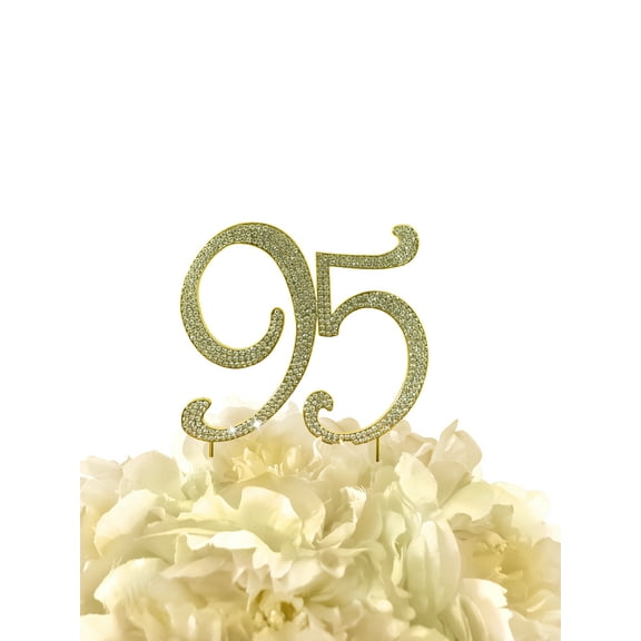 Rhinestone Cake Topper - Number 95 - Gold