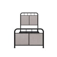 thumbnail image 4 of Hassch Twin Size Metal Platform Bed Frame with Linen Upholstered High Headboard, Beige, 4 of 8