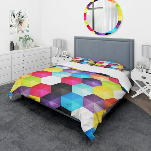 Designart 'Bright Hexagons' Modern Duvet Cover Set