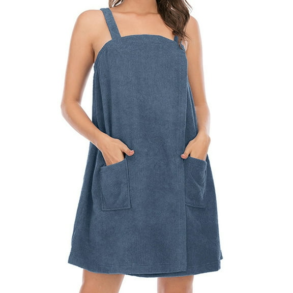 Womens Bath Wrap Towels with Straps Pocket Spa Towel Bathrobe & Hair Headband