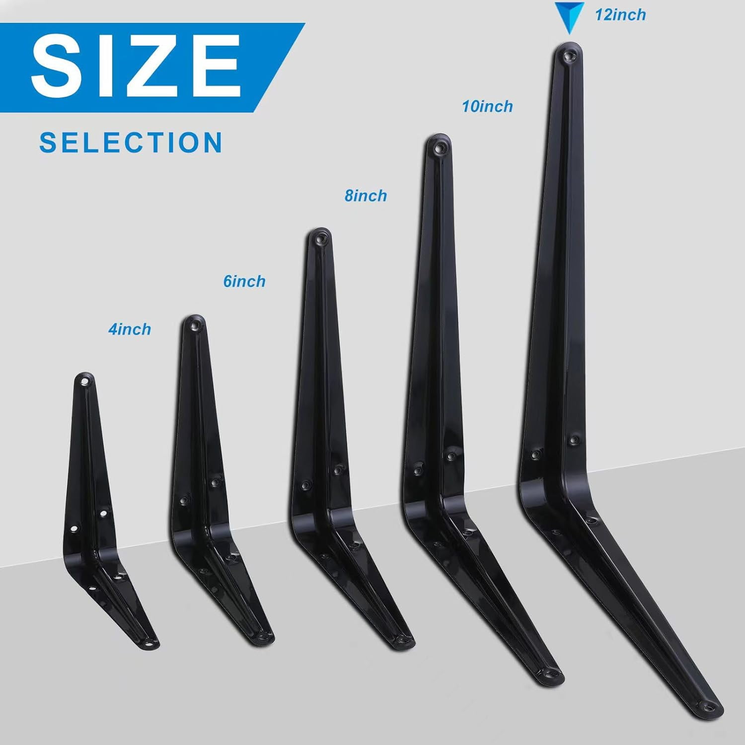 10 Pack Shelf Bracket 10 Inch ,Heavy Duty Shelf Brackets,Floating Shelf Bracket L Brackets,Metal Shelf Brackets for Wall, 10”L x 8”H x1.7”W