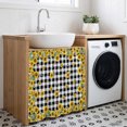 thumbnail image 3 of Yellow Sunflower Cabinet Curtain 35"Wx35"L,Dustproof Under Sink Skirt with Self Adhesive Tape,Summer Bee Floral Black White Plaid Cabinet Curtain Cover for Kitchen Sink,Bathroom Vanity,Laundry Room, 3 of 9