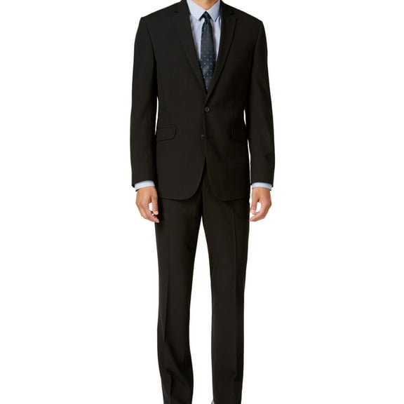 Kenneth Cole Mens Stripe Dress Pants Slacks, Black, 31W x UnfinishedL