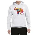 thumbnail image 2 of Wild Bobby, Colorful Walking Good Luck Elephant Animal Lover Unisex Graphic Hoodie Sweatshirt, White, Small, 2 of 3