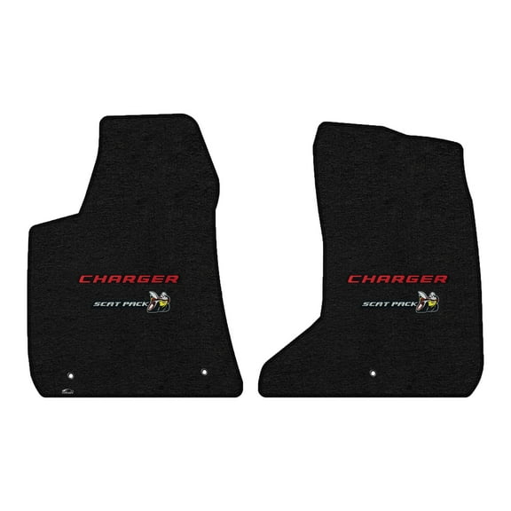 Lloyd Mats LogoMat Custom-Fit 2PC Carpet Floor Mats for 2015-2023 Dodge Charger AWD, Charcoal