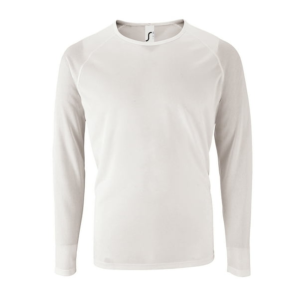 SOLS - Camiseta de Deporte de Manga Larga para Hombre (Tonos Neón) (Blanco)
