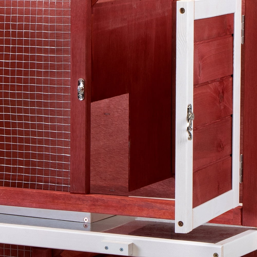Kadyn Large Guinea Pig, Rabbit Pet House for Small Animals,Wooden Rabbit Cage Indoor Outdoor, All-Weather Pet Cage with Ramp Divider, Red Kadyn Large Guinea Pig, Rabbit Pet House for Small Animals,Wooden Rabbit Cage Indoor Outdoor, All-Weather Pet Cage with Ramp Divider, Red