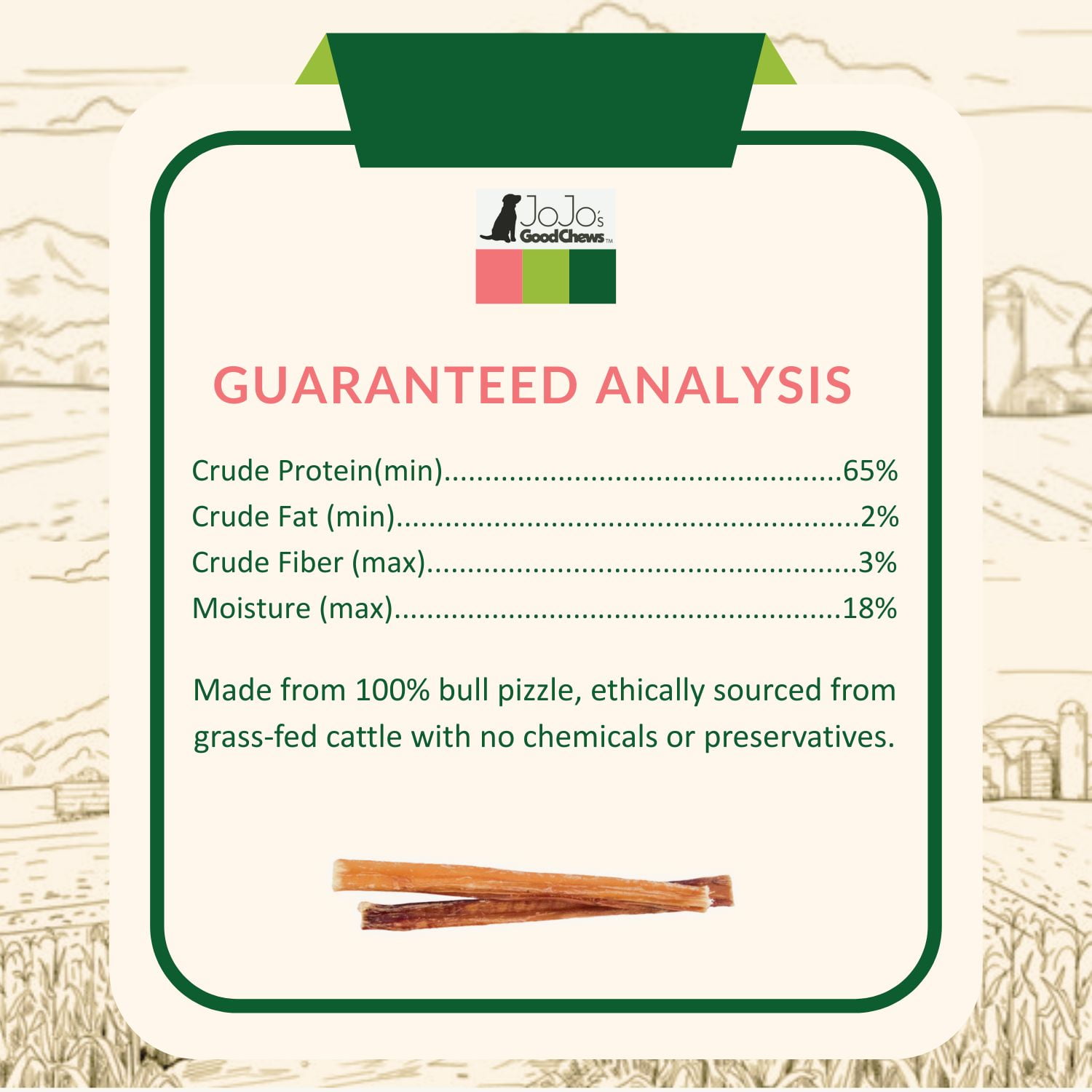 Country Living All-Natural Beef Bully Stick Dog Treats – 6-inch Standard (10-Pack)
