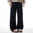 thumbnail image 5 of Men's Casual Solid Color Wide Leg Trousers Straight Fit Summer Comfortable Daily Wear Breathable Lightweight Loose Pants Men's Pants Elastic Waist Loose Fit Athletic, 5 of 5