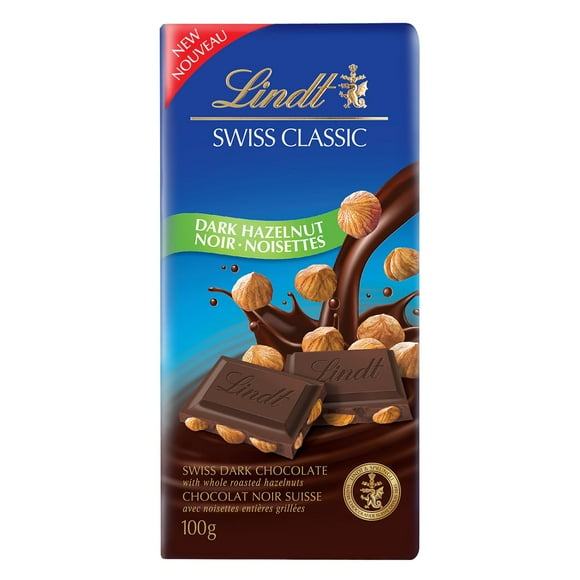 Chocolat noir avec noisettes Lindt SWISS CLASSIC&nbsp;– Barre (100&nbsp;g) 100 g