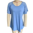 thumbnail image 1 of Blusa de manga corta con malla a rayas, blusa de manga corta con malla a rayas, camisa de cuello redondo con mangas de malla a rayas, blusa de manga corta, respuesta rápida, 1 of 3