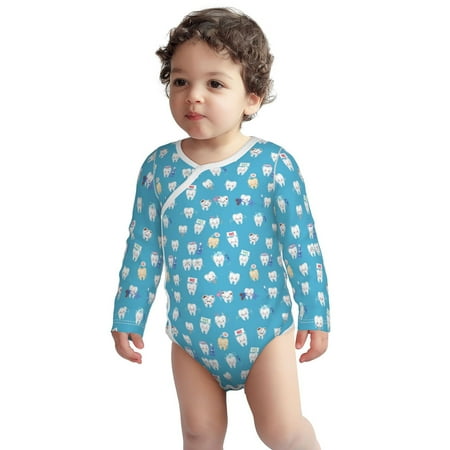 

Fotbe Cute Healthy Teeth Pattern Unisex-baby Long-sleeve Bodysuit Long Sleeve Bodysuits One-piece 100% Organic Cotton for Infant Baby Boys Unisex-3 Months