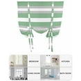 thumbnail image 6 of Green Grey Stripe Tie Up Curtains for Window, Thermal Insulated Balloon Shade Adjustable Rod Pocket Curtains Valance Panels for Kitchen Bathroom Cafe 42 x 45 Minimalist Farmhouse Striped, 6 of 6